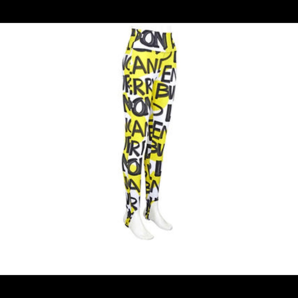 Burberry Ladies Yellow Graffiti Logo Leggings NWT